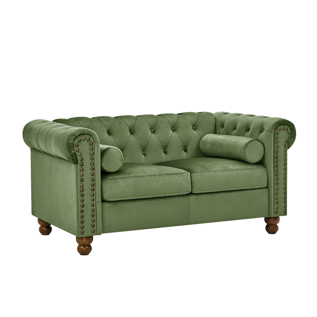 Phoyal Largeseat, Velvet Sofa Two Seat Sofa Classic Tufted Chesterfield Settee Sofa Modern 2 Seater Couch Furniture Tufted Back For Living Room Green Green Velvet Primary Living Space Medium Soft