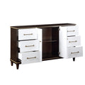 Contemporary White And Cherry Finish 1Pc Dresser Of 6X Drawers 2X Shelves Modern Bedroom Furniture 2 Tone Finish With Gold Trim Multi Bedroom Contemporary,Modern Wood