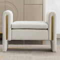 031 Velvet Fabric Single Bench Shoe Bench Makeup Bench For Bedroom Indoor,Ivory Wood Bedroom White Solid Eucalyptus Wood Tufted Ivory Velvet Velvet Backless Soft Modern Foam Velvet