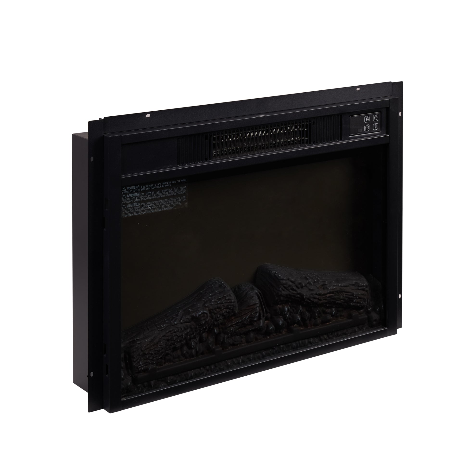 Electric Fireplace Insert 18" 1400W 120V Black Tempered Glass Sheet Metal Plastic