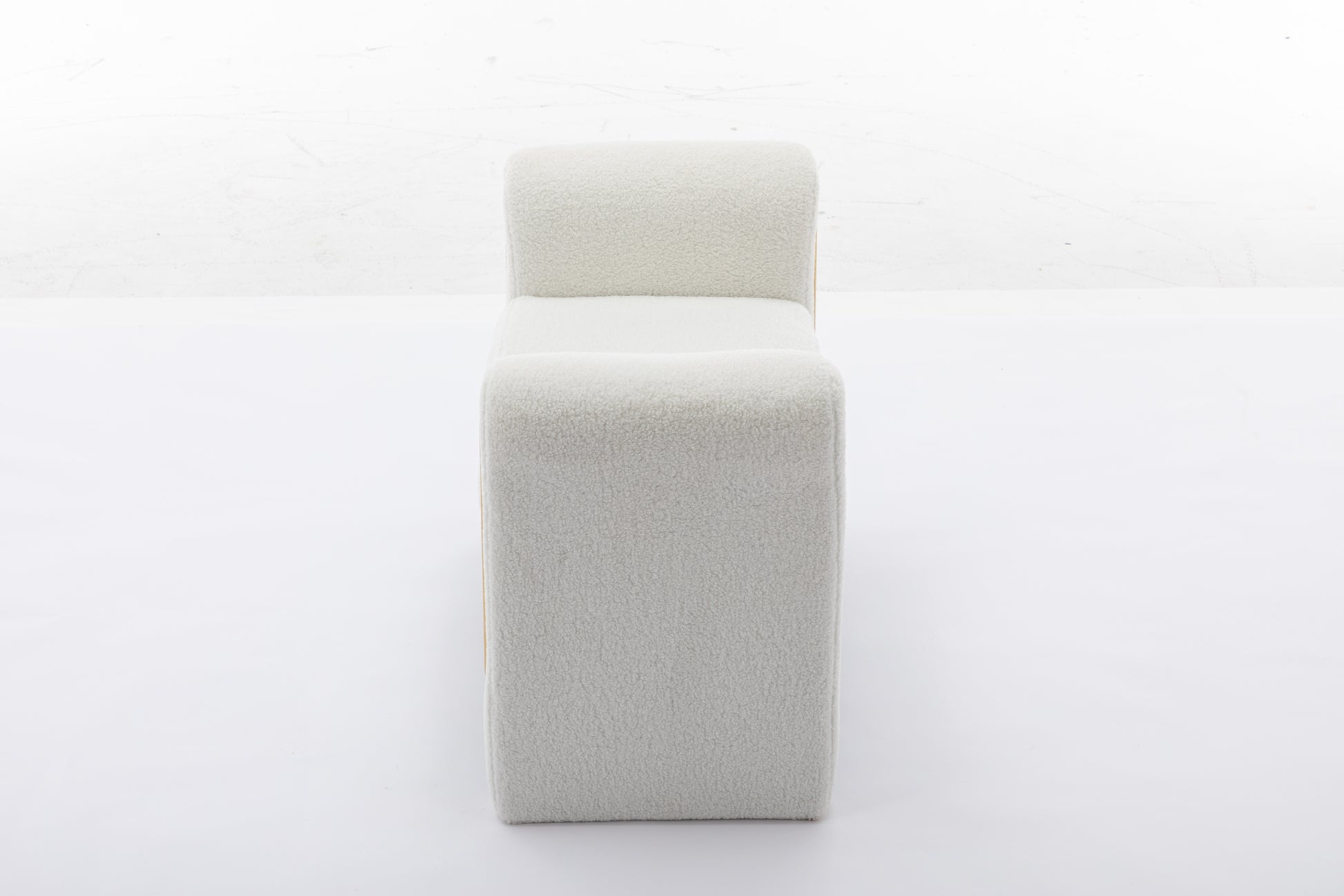 031 Teddy Fabric Single Bench Shoe Bench Makeup Bench For Bedroom Indoor,Ivory Wood Bedroom White Solid Eucalyptus Wood Tufted Ivory Polyester Backless Soft Modern Foam Teddy