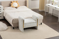 031 Teddy Fabric Single Bench Shoe Bench Makeup Bench For Bedroom Indoor,Ivory Wood Bedroom White Solid Eucalyptus Wood Tufted Ivory Polyester Backless Soft Modern Foam Teddy