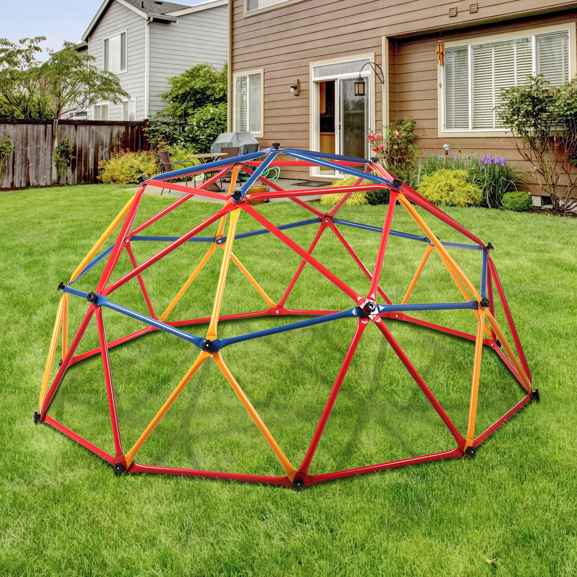 Children Climbing Frame, Universal Exercise Dome Climber, Monkey Bars, Play Center Outdoor Playground For Fun Colorful Metal