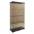 Two Door Tawny Glass Display Cabinet 4 Shelves With Door, Floor Standing Curio Bookshelf For Living Room Bedroom Office, 64.7