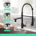 Commercial Kitchen Faucet With Pull Down Sprayer, Single Handle Single Lever Kitchen Sink Faucet Black Gold Kitchen Contemporary Ceramic Brass