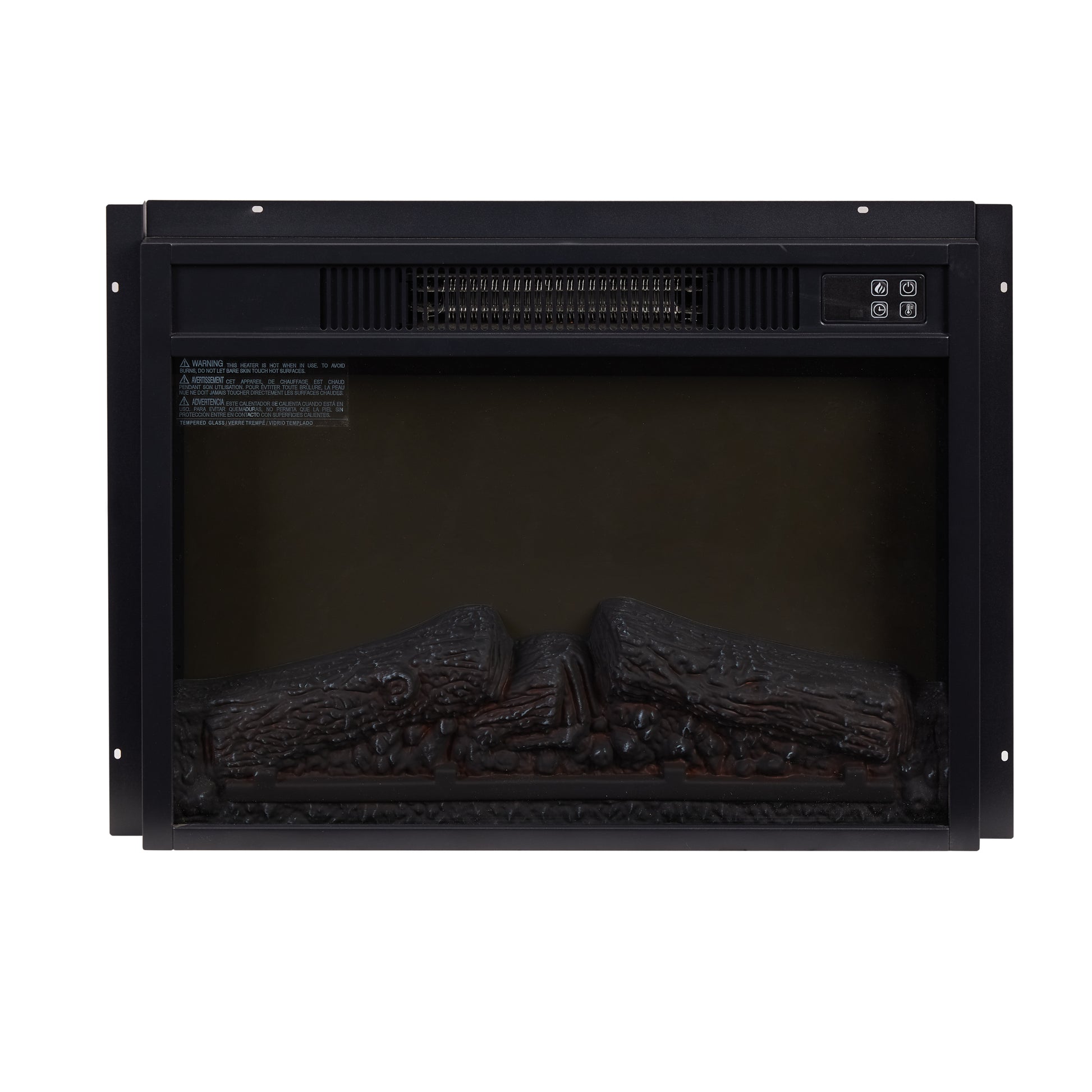 Electric Fireplace Insert 18" 1400W 120V Black Tempered Glass Sheet Metal Plastic