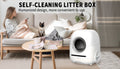 Self Cleaning Cat Litter Box, 68L 9L, Suitable For A Variety Of Cat Litter, App Control, Real Time Video, Photo And Video, Safe And Reliable, Ionic Deodorization, With Exhaust Hose, Support Wifi White Abs