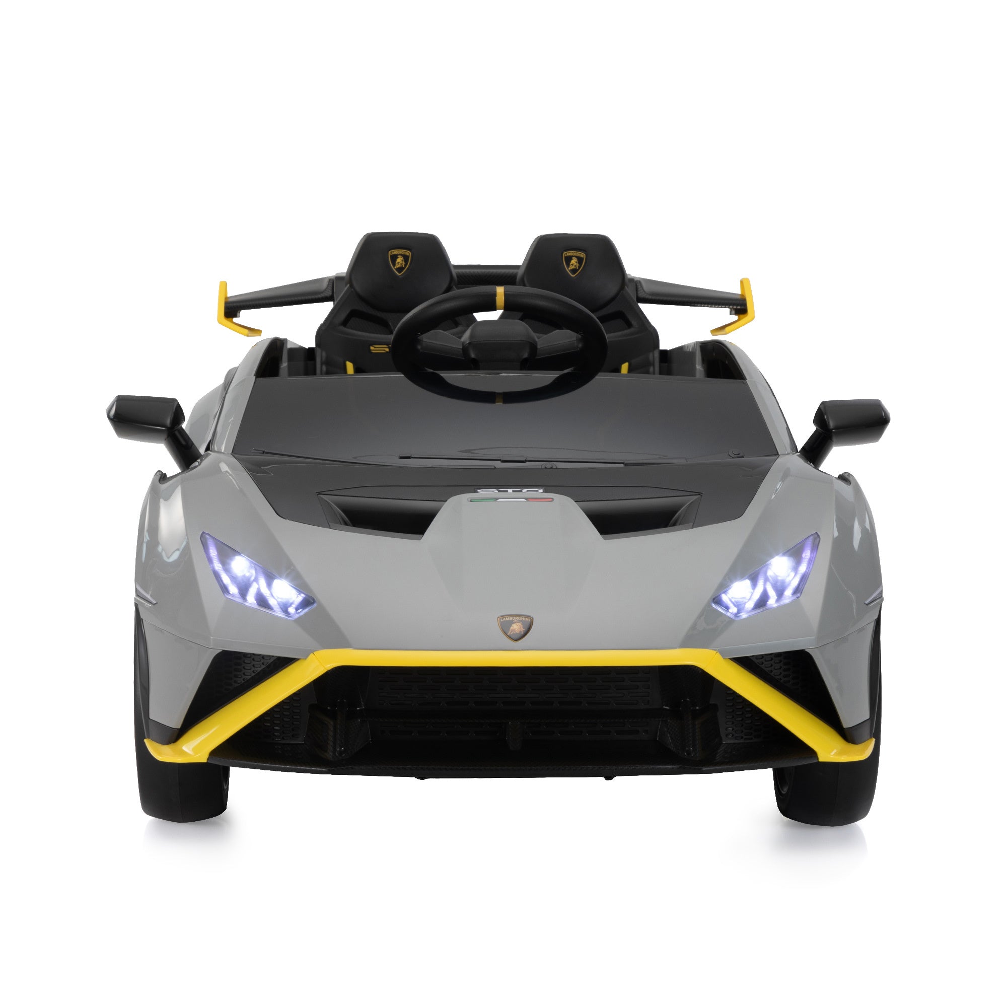 24V Battery Powered Ride On Car For Kids, Licensed Lamborghini, Remote Control Toy Vehicle With Music Player, Led Light, 2 Driving Modes Gray Polypropylene