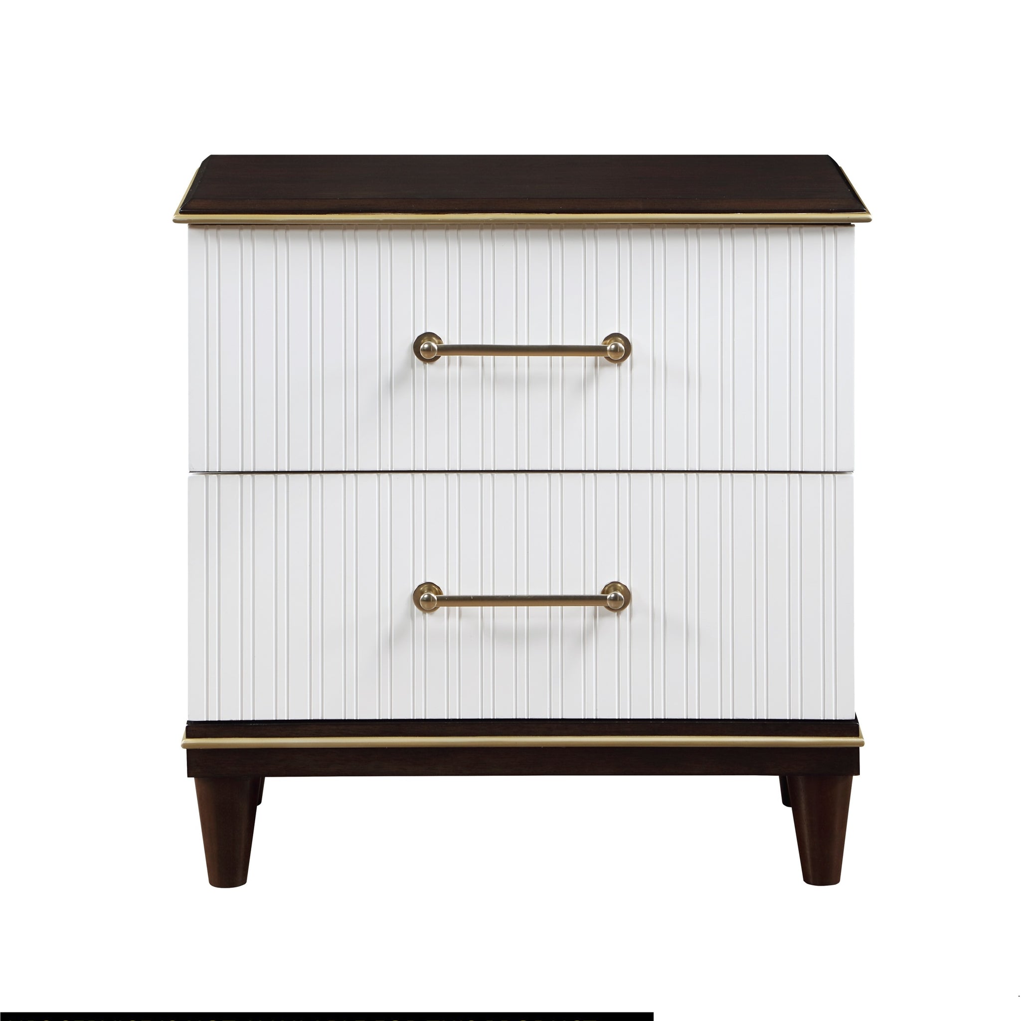 Contemporary White And Cherry Finish 1Pc Two Drawers Nightstand 2 Tone Finish With Gold Trim Modern Bedroom Furniture Multi 2 Drawers Bedroom Contemporary,Modern Drawers Wood