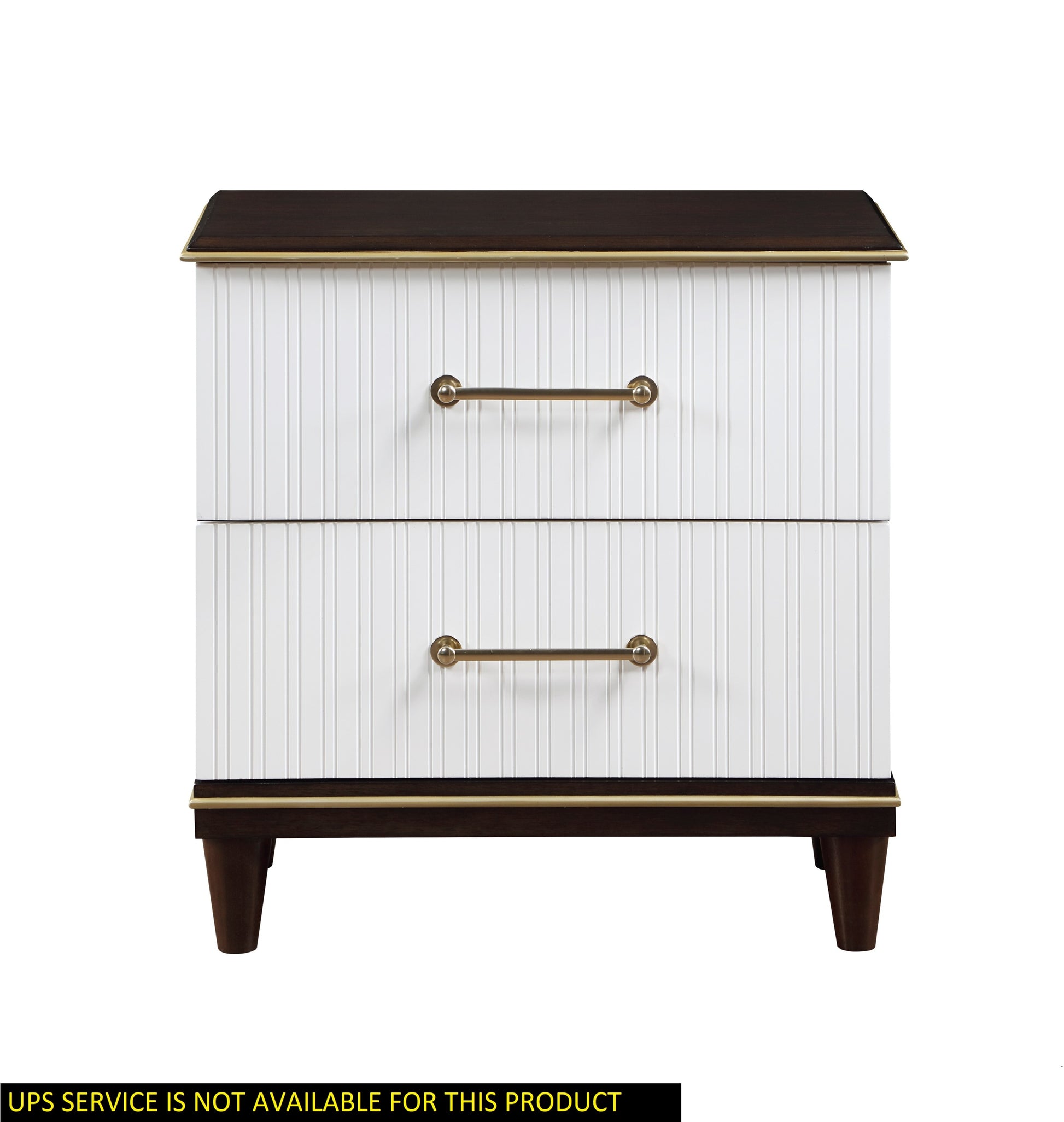 Contemporary White And Cherry Finish 1Pc Two Drawers Nightstand 2 Tone Finish With Gold Trim Modern Bedroom Furniture Multi 2 Drawers Bedroom Contemporary,Modern Drawers Wood