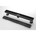 28 Inches Linear Shower Drain, Included Hair Strainer And Leveling Feet Matt Black Stainless Steel