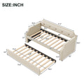 Upholstered Daybed With Trundle, Wood Slat Support,Upholstered Frame Sofa Bed, Twin, Beige Box Spring Not Required Twin Beige Bedroom Daybeds Linen Upholstered