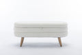 036 Velvet Fabric Storage Bench Bedroom Bench With Wood Legs For Living Room Bedroom Indoor,Ivory Tufted Ivory Velvet Bedroom Solid Modern Eucalyptus Internal Storage Foam Velvet