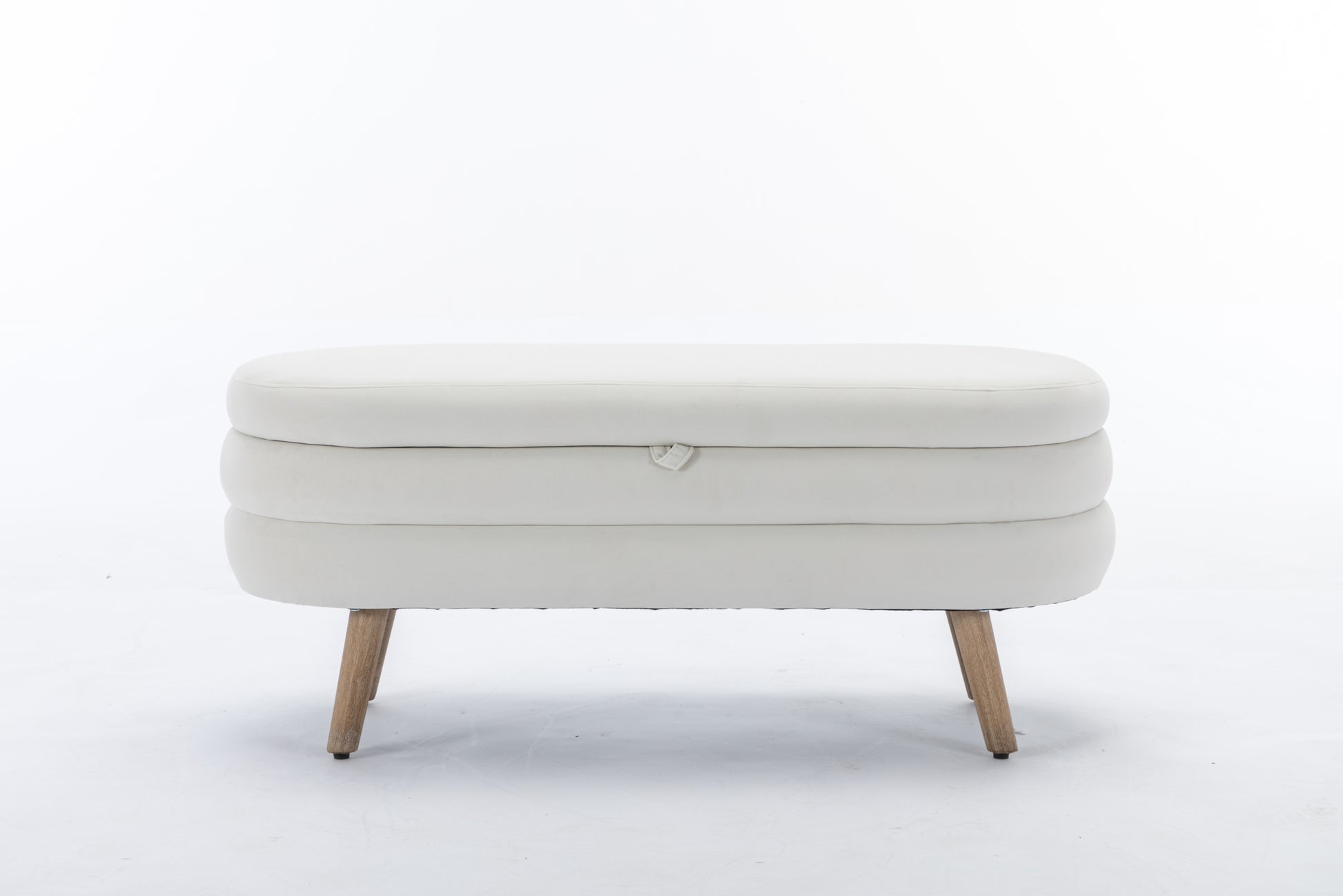 036 Velvet Fabric Storage Bench Bedroom Bench With Wood Legs For Living Room Bedroom Indoor,Ivory Tufted Ivory Velvet Bedroom Solid Modern Eucalyptus Internal Storage Foam Velvet