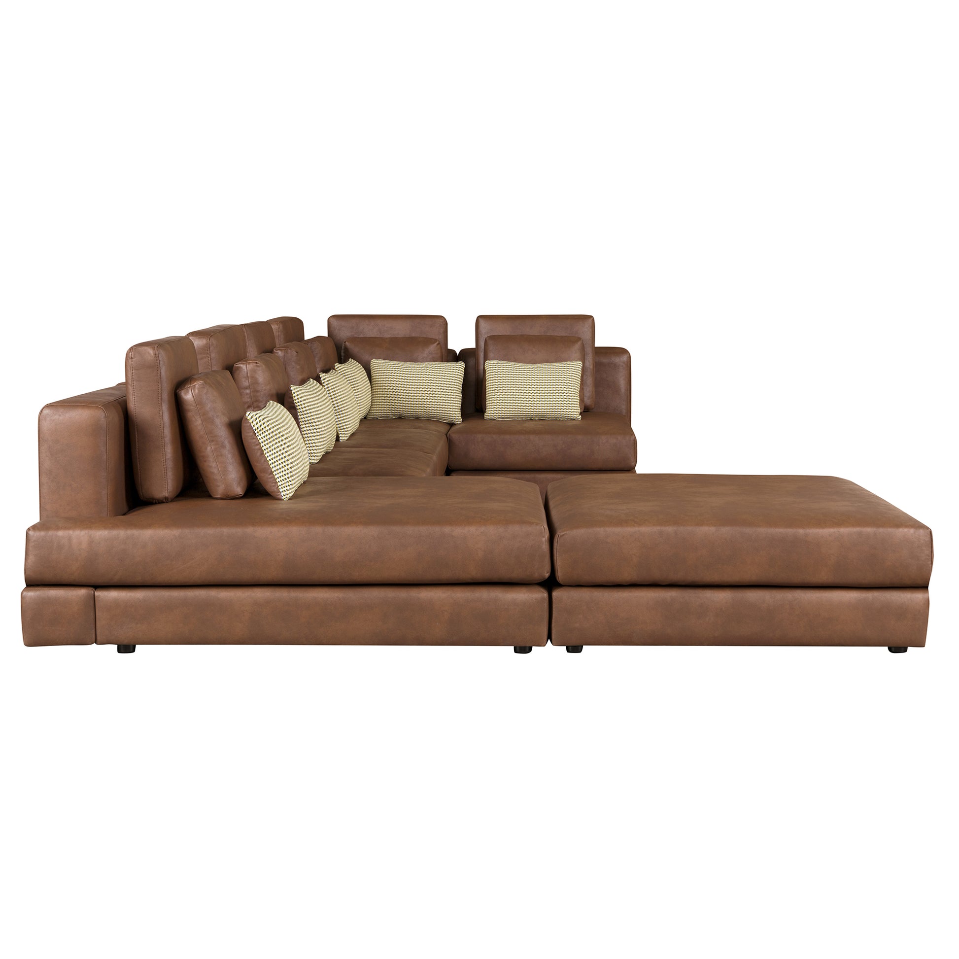 112.7" Modular Sectional Sofa Corner Sofa Chaise Lounge With Movable Ottoman For Living Room, Brown Brown Foam Palomino Fabric