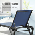 Outdoor Lounge Chair, 2 Pieces Aluminum Plastic Patio Chaise Lounge With 5 Position Adjustable Backrest And Wheels, All Weather Reclining Chair For Patio, Navy Blue Navy Blue Aluminum
