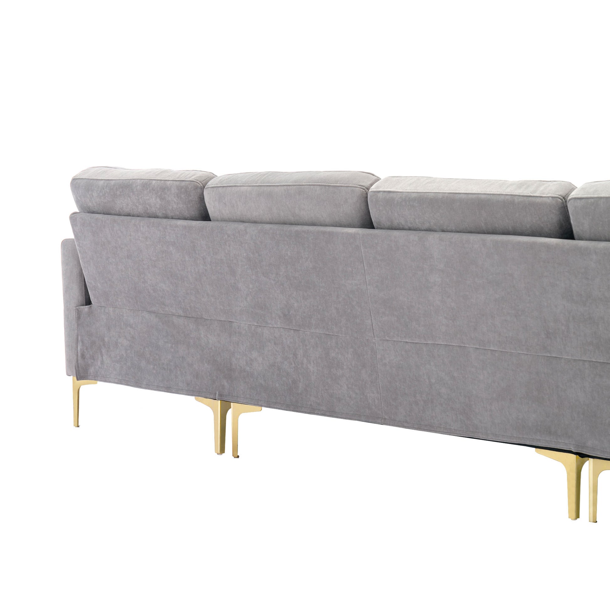 110" L Shape Convertible Sectional Sofa Couch With Movable Ottoman For Living Room, Apartment, Office, Light Grey Light Grey Foam Velvet 4 Seat