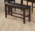 1Pc Modern Counter Height Bench Tufted Faux Leather Upholstery Tapered Wood Legs Bedroom Living Room Furniture Brown Espresso Finish Espresso Solid Wood