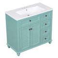 36'' Bathroom Vanity With Undermount Sink,Free Standing Vanity Set With 2 Drawers& Soft Closing Doors,Solid Wood Frame Bathroom Storage Cabinet 2 Blue Green 2 1 Soft Close Doors Bathroom Freestanding Solid Wood Mdf Resin Painted