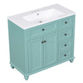 36'' Bathroom Vanity With Undermount Sink,Free Standing Vanity Set With 2 Drawers& Soft Closing Doors,Solid Wood Frame Bathroom Storage Cabinet Same As Sw000117Aaf Blue Green Bathroom Modern Solid