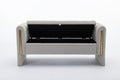 032 Velvet Fabric Storage Bench Bedroom Bench With Gold Metal Trim Strip For Living Room Bedroom Indoor,Light Gray Armrest Light Gray Velvet Bedroom Solid Modern Eucalyptus Wood Internal Storage Foam Velvet