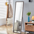 Third Generation Packaging Upgrade, Thickened Frame, Gray Wood Grain Solid Wood Frame Full Length Mirror, Dressing Mirror, Bedroom Entrance, Decorative Mirror, Floor Standing Mirror. 57.9 