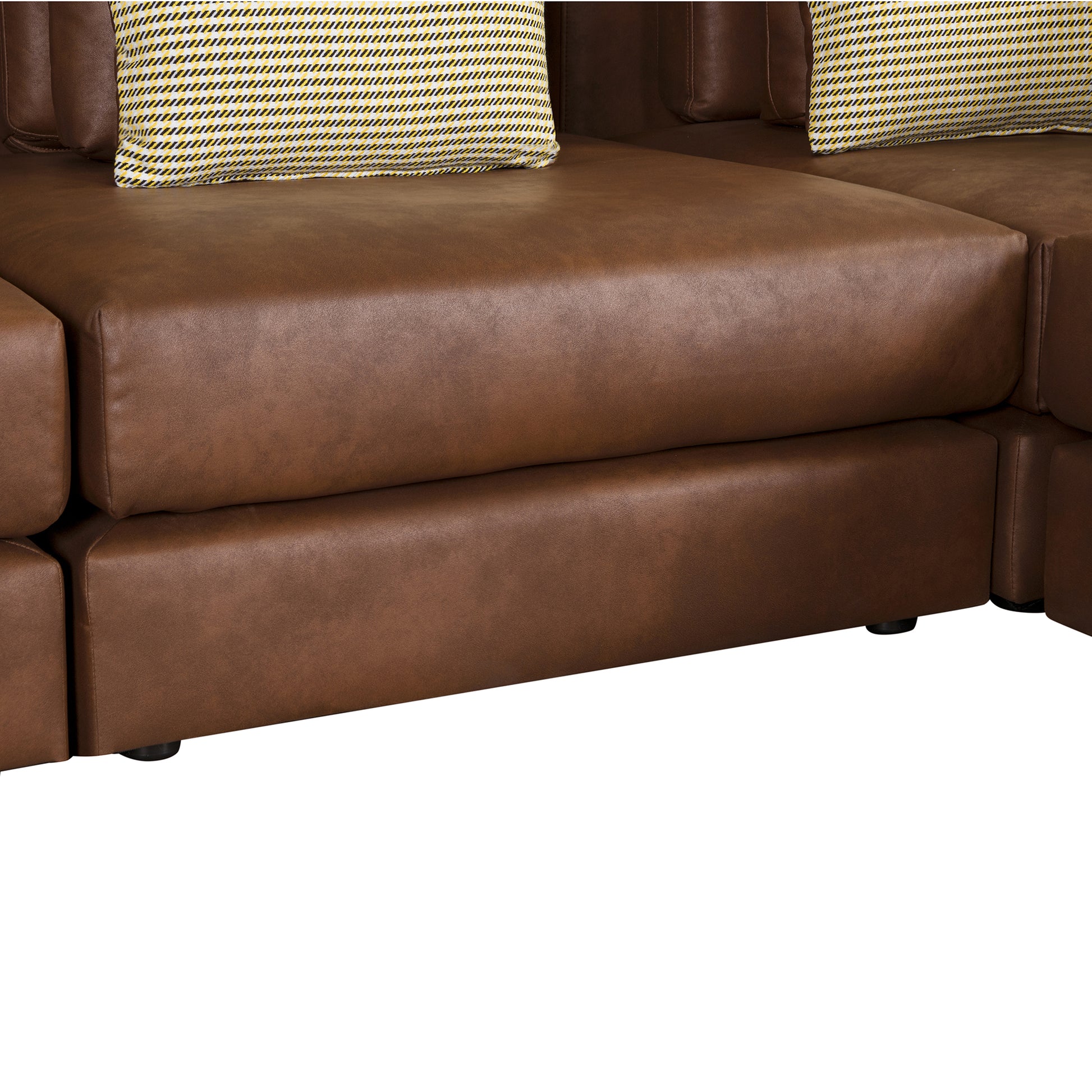 112.7" Modular Sectional Sofa Corner Sofa Chaise Lounge With Movable Ottoman For Living Room, Brown Brown Foam Palomino Fabric