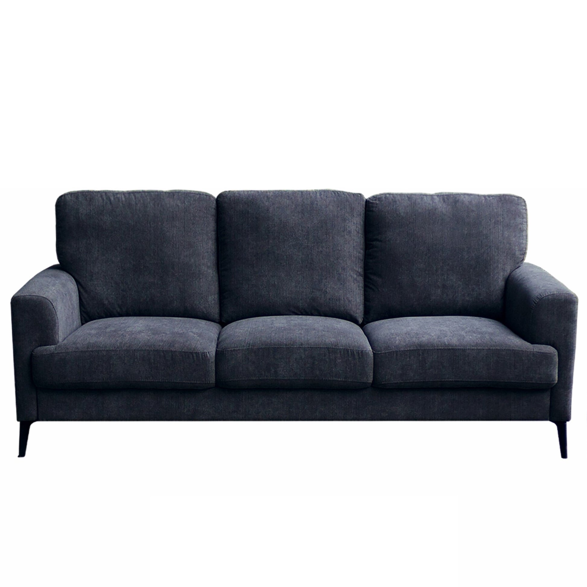 Jackson 84.5" Black Chenille Sofa With Black Metal Legs Black Chenille