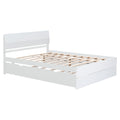 Modern Full Bed Frame With Twin Size Trundle And 2 Drawers For White High Gloss And Washed White Color White Solid Wood Mdf