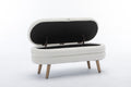 036 Velvet Fabric Storage Bench Bedroom Bench With Wood Legs For Living Room Bedroom Indoor,Ivory Tufted Ivory Velvet Bedroom Solid Modern Eucalyptus Internal Storage Foam Velvet