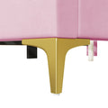 Twin Size Upholstered Platform Bed With Classic Semi Circle Shaped Headboard And Mental Legs, Velvet, Pink Pink Velvet