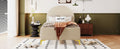 Twin Size Upholstered Platform Bed With Classic Semi Circle Shaped Headboard And Mental Legs, Velvet, Beige Beige Velvet