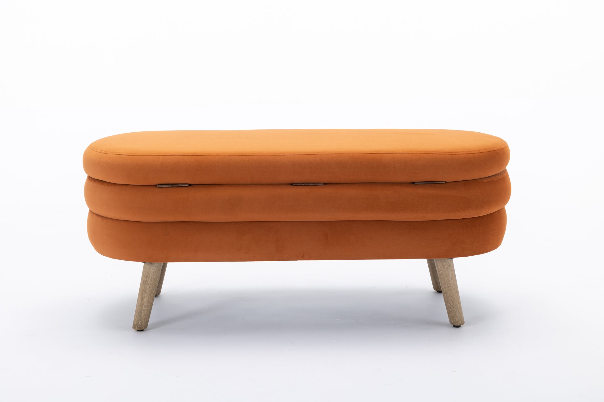 036 Velvet Fabric Storage Bench Bedroom Bench With Wood Legs For Living Room Bedroom Indoor,Orange Tufted Orange Velvet Bedroom Solid Orange Modern Eucalyptus Internal Storage Foam Velvet