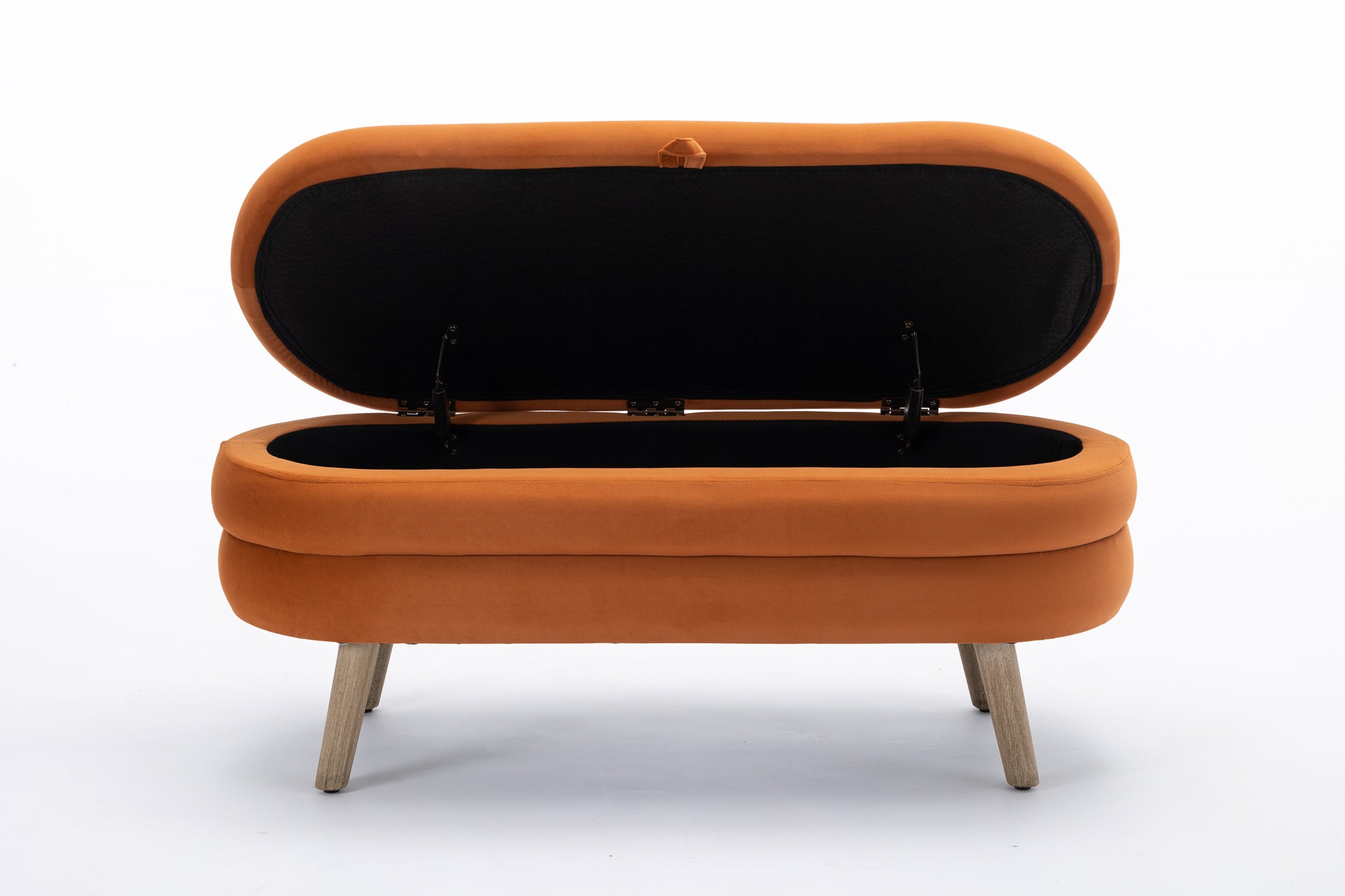 036 Velvet Fabric Storage Bench Bedroom Bench With Wood Legs For Living Room Bedroom Indoor,Orange Tufted Orange Velvet Bedroom Solid Orange Modern Eucalyptus Internal Storage Foam Velvet