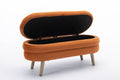 036 Velvet Fabric Storage Bench Bedroom Bench With Wood Legs For Living Room Bedroom Indoor,Orange Tufted Orange Velvet Bedroom Solid Orange Modern Eucalyptus Internal Storage Foam Velvet