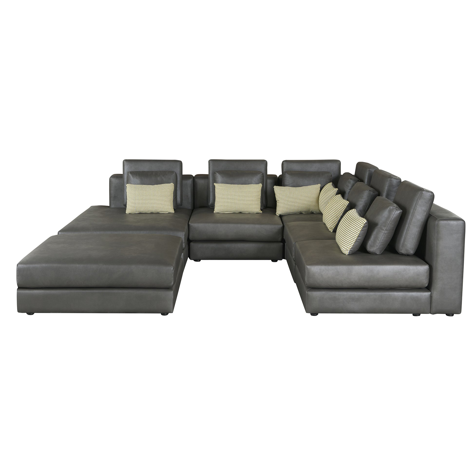 112.7" Modular Sectional Sofa Corner Sofa Chaise Lounge With Movable Ottoman For Living Room, Black Black Foam Palomino Fabric