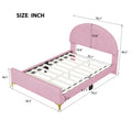 Full Size Upholstered Platform Bed With Classic Semi Circle Shaped Headboard And Mental Legs, Velvet, Pink Pink Velvet