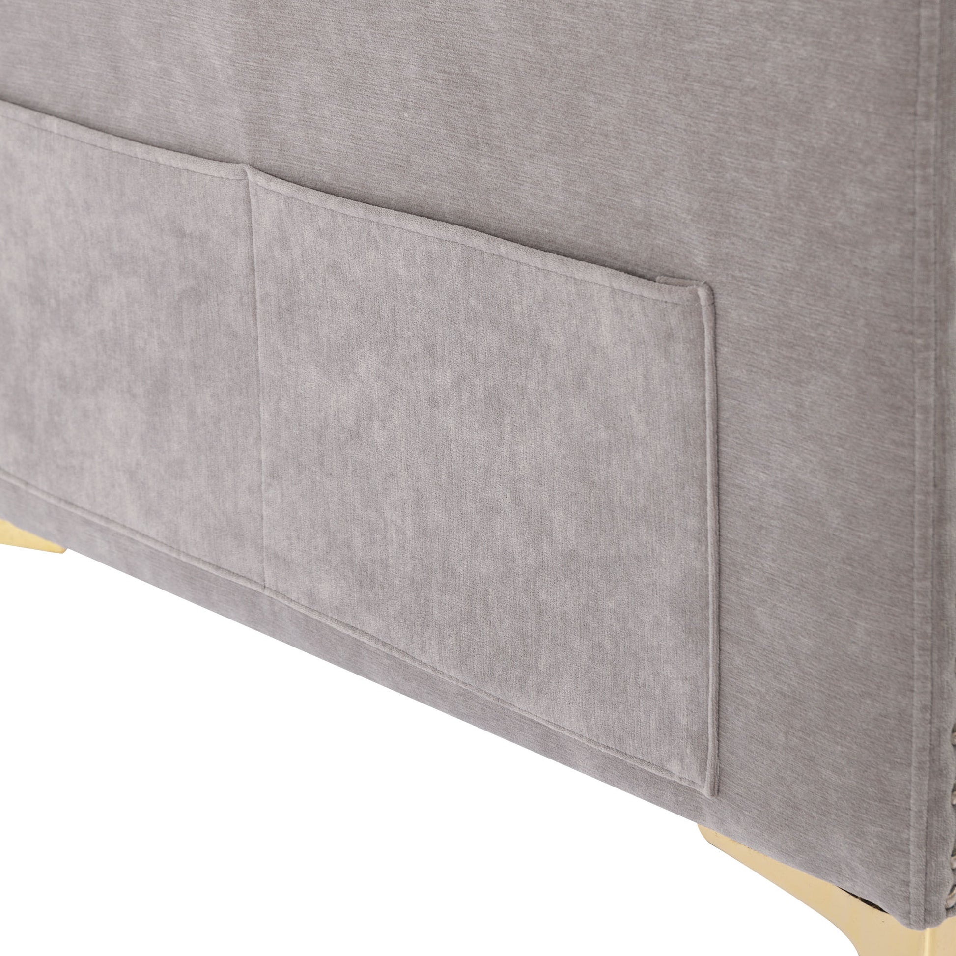 110" L Shape Convertible Sectional Sofa Couch With Movable Ottoman For Living Room, Apartment, Office, Light Grey Light Grey Foam Velvet 4 Seat