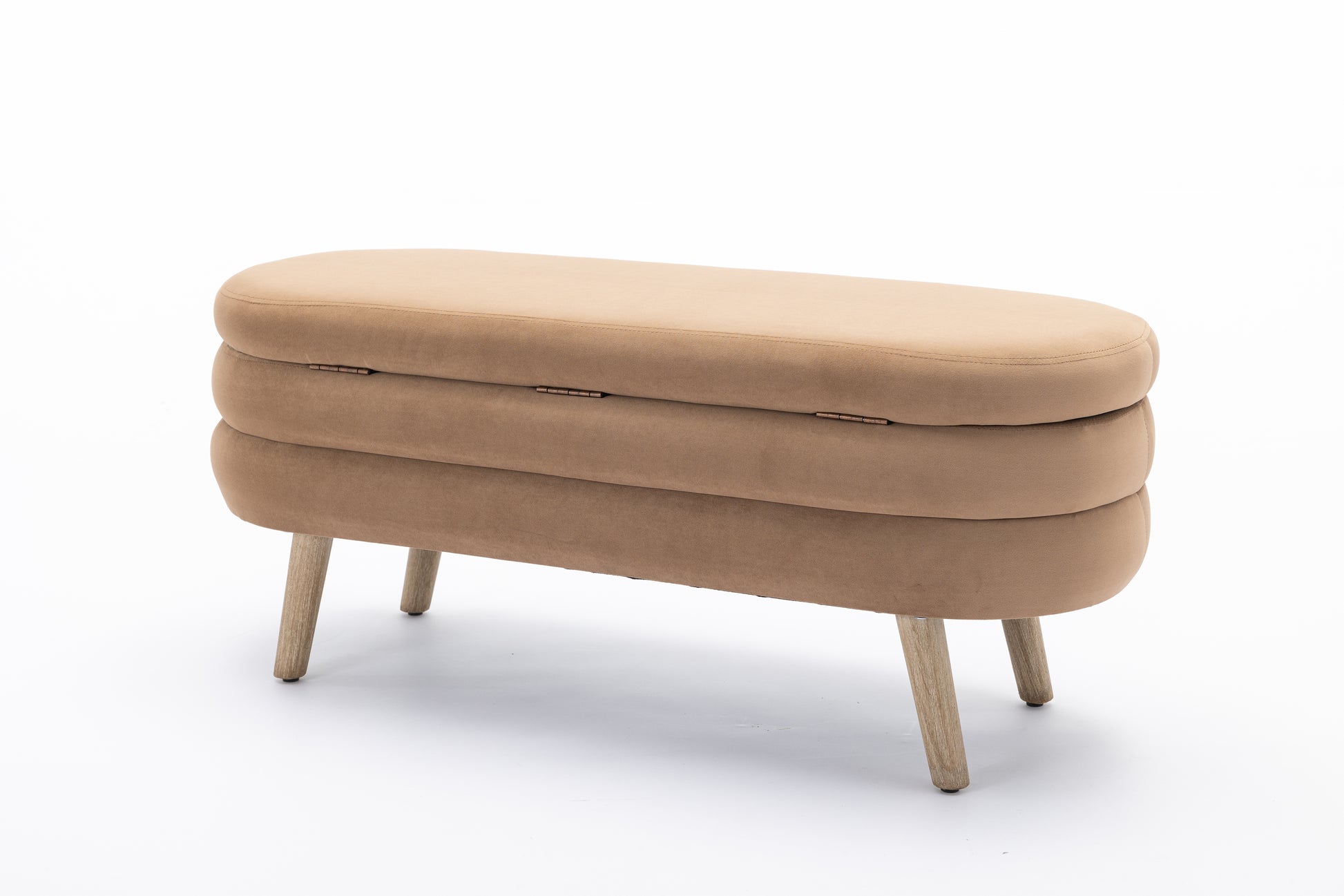 036 Velvet Fabric Storage Bench Bedroom Bench With Wood Legs For Living Room Bedroom Indoor,Coffee Tufted Coffee Velvet Bedroom Solid Modern Eucalyptus Internal Storage Foam Velvet