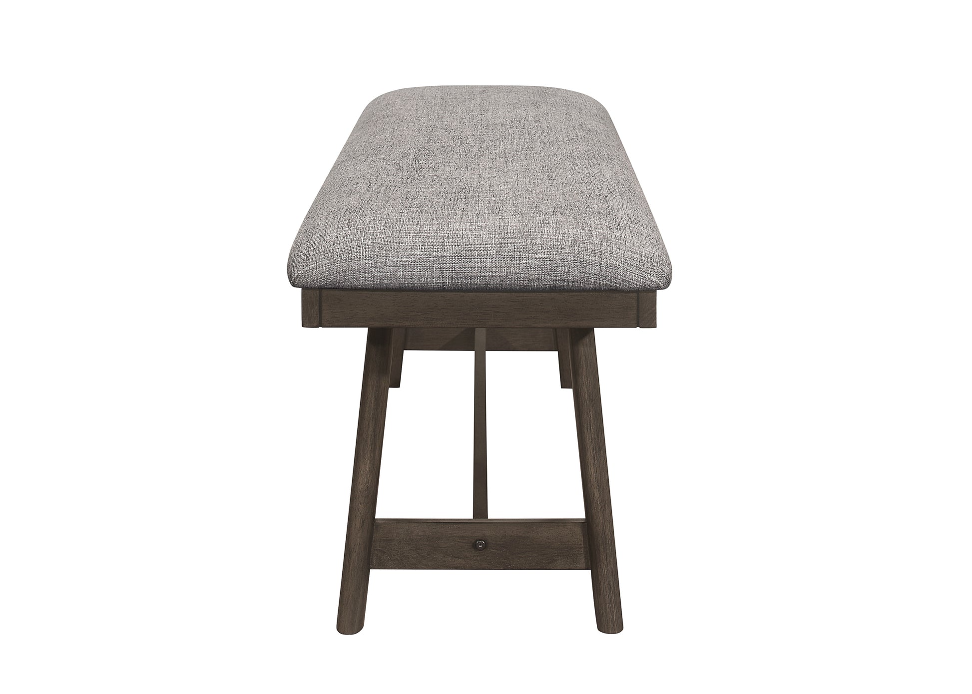 1Pc Dark Brown Finish Transitional Bench Upholstered Seat Gray Linen Look Fabric Wooden Furniture Brown Solid Wood