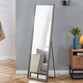 Third Generation Packaging Upgrade, Thickened Frame, Gray Wood Grain Solid Wood Frame Full Length Mirror, Dressing Mirror, Bedroom Entrance, Decorative Mirror, Floor Standing Mirror. 57.9 