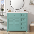 36'' Bathroom Vanity With Undermount Sink,Free Standing Vanity Set With 2 Drawers& Soft Closing Doors,Solid Wood Frame Bathroom Storage Cabinet Same As Sw000117Aaf Blue Green Bathroom Modern Solid