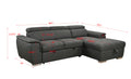 97 Inch Convertible Sectional Sofa With Storage Chaise, Adjustable Headrests, Contemporary L Shaped Sleeper Corner Sectional Sofa With A Pull Out Bed ,Gray Light Brown Wood Primary Living Space Heavy Duty Eucalyptus 3 Seat Gray Microfiber Soft Cushion