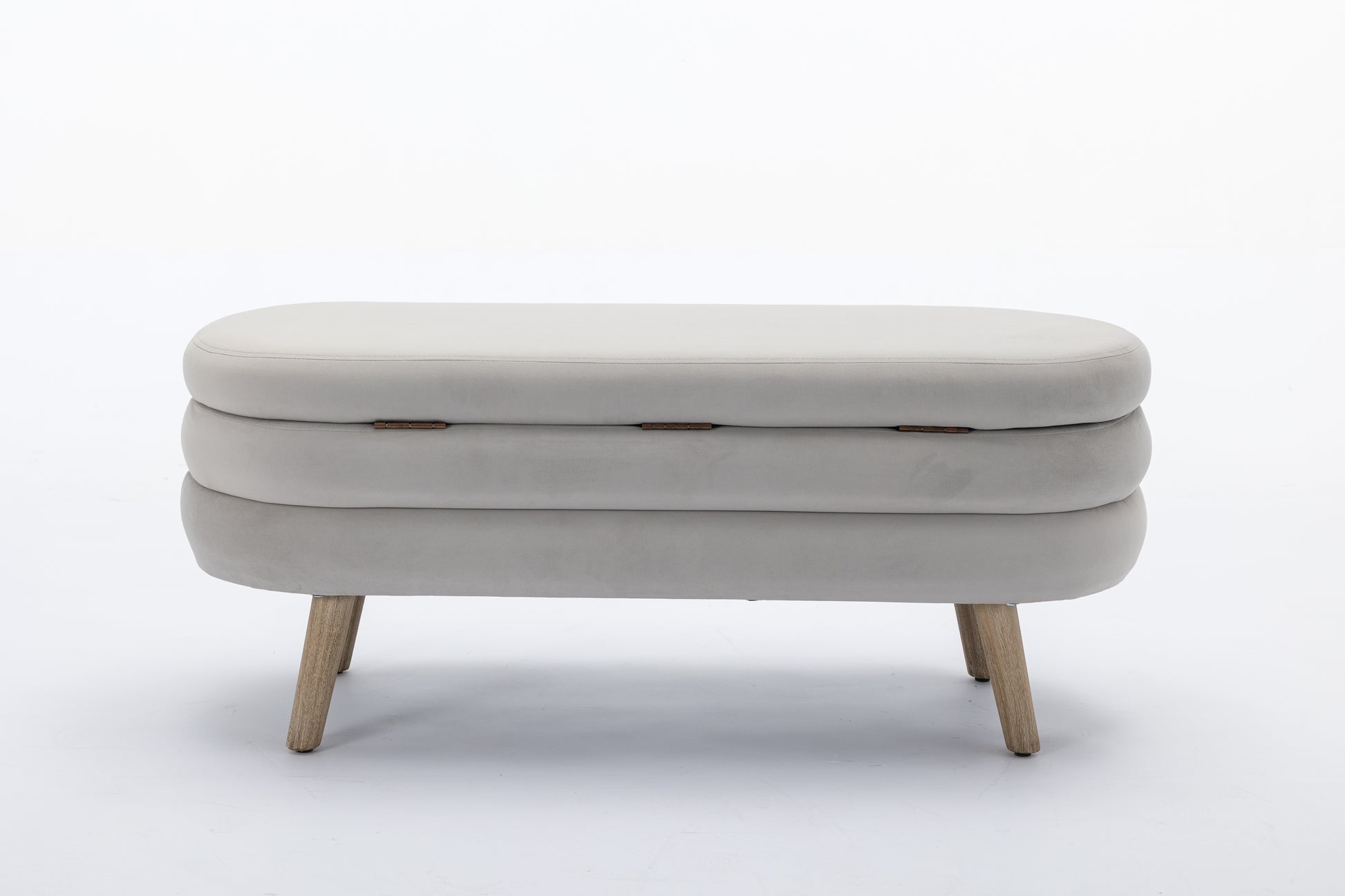 036 Velvet Fabric Storage Bench Bedroom Bench With Wood Legs For Living Room Bedroom Indoor,Light Gray Tufted Light Gray Velvet Bedroom Solid Modern Eucalyptus Internal Storage Foam Velvet