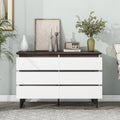 6 Drawer Double Dresser With Wide Drawers,White Dresser For Bedroom, Wood Storage Chest Of Drawers For Living Room Hallway Entryway, 47.2'' W X 15.74'' D X 30 .7''H White Particle Board