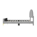 Full Size Upholstered Platform Bed With Classic Semi Circle Shaped Headboard And Mental Legs, Velvet, Gray Gray Velvet