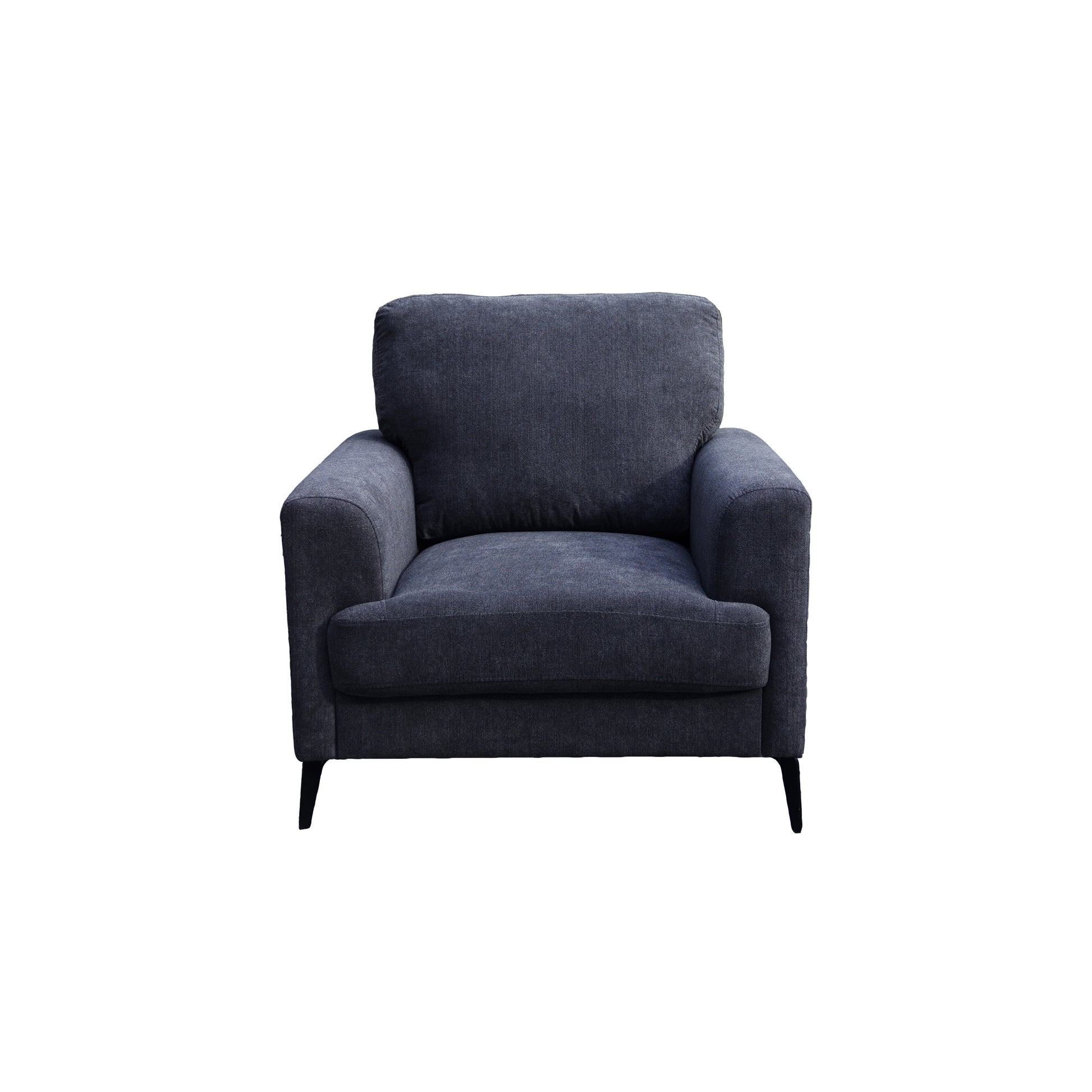 Jackson 37" Black Chenille Chair With Black Metal Legs Black Chenille
