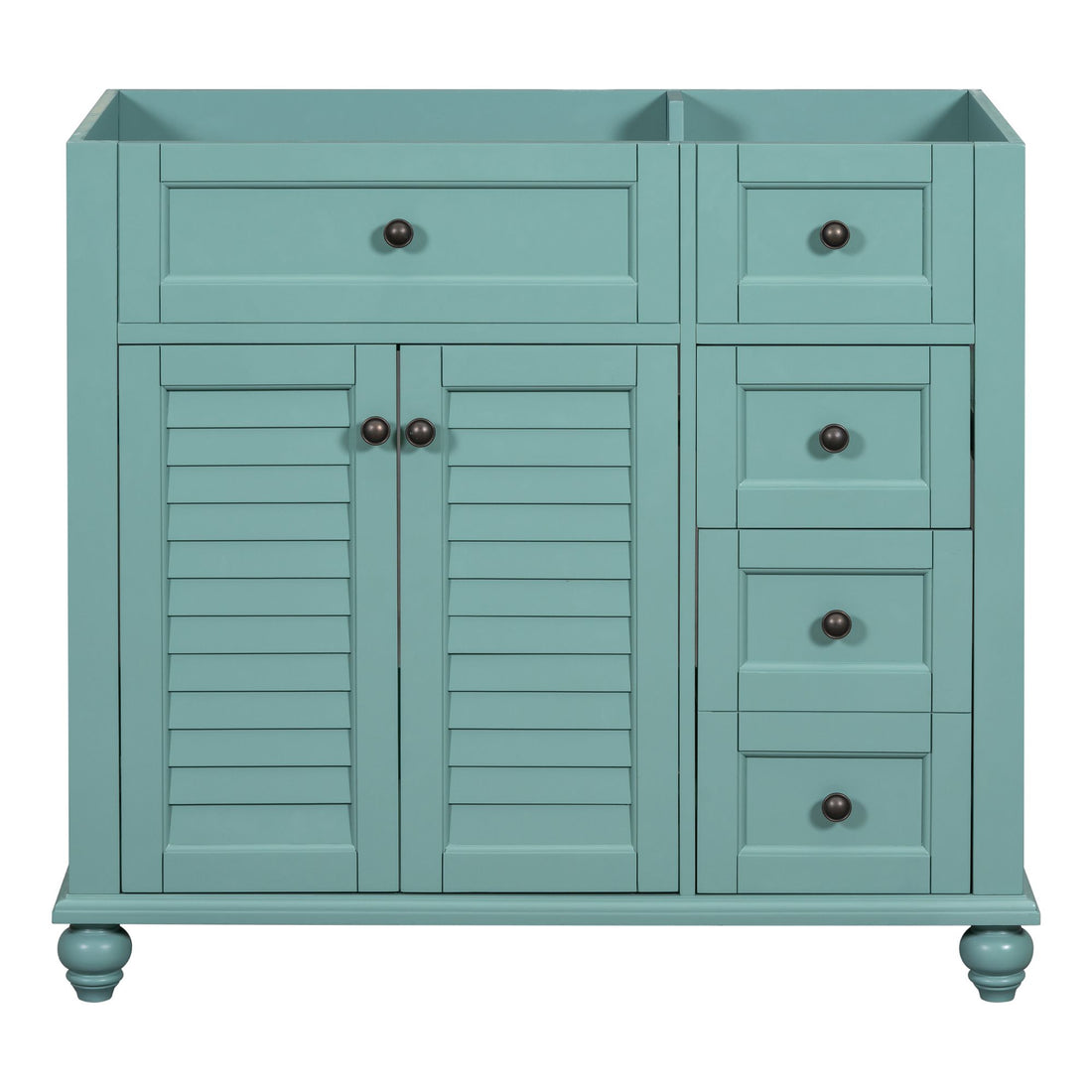 36'' Bathroom Vanity Without Top Sink, Free Standing Vanity Set With 2 Drawers& Soft Closing Doors,Solid Wood Frame Bathroom Storage Cabinet Not Include Basin Sink 2 Blue Green 2 1 Soft Close Doors Bathroom Freestanding Solid Wood Mdf Painted