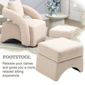House Hold Accent Chair With Ottoman, Mid Century Modern Barrel Chair Upholstered Club Tub Round Arms Chair For Living Room Beige Velvet