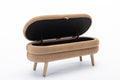 036 Velvet Fabric Storage Bench Bedroom Bench With Wood Legs For Living Room Bedroom Indoor,Coffee Tufted Coffee Velvet Bedroom Solid Modern Eucalyptus Internal Storage Foam Velvet